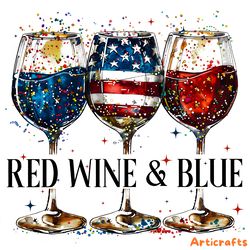 retro red wine and blue 4th of july png digital download files