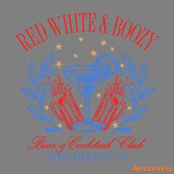 red white and boozy beer and cocktail club svg