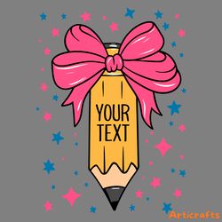 custom your name teacher on pencil bow lover svg