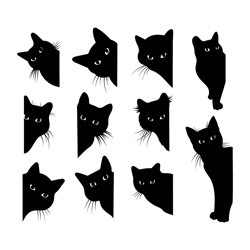 150cat svg, black cat svg, peeking cat clipart, peeping cat svg, halloween cat svg, cricut silhouette