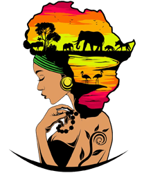 Safari Goddess Africa Continent PNG, Melanin PNG, African American Woman PNG, Black Women PNG Cricut Cut File Silhouette