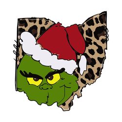 ohio svg, grinch christmas svg, grinch clipart, grinch face svg, santa svg, leopard state svg, digital download
