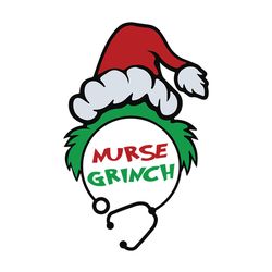 nurse grinch svg, grinch christmas svg, grinch clipart, grinch santa hat svg, cartoon svg, digital download