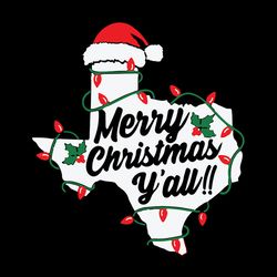 merry christmas y'all svg, texas state texan holidays, christmas lights svg, santa hat svg, digital download