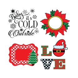 christmas svg bundle, baby it's cold outside svg, love svg, christmas wreath svg, christmas graphic svg files for cricut