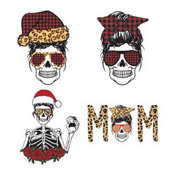 christmas mama mom skull svg bundle, buffalo plaid, leopard print cheetah santa clause svg, skull svg, digital download