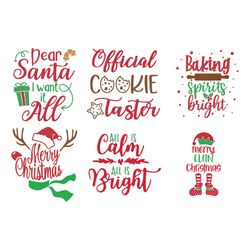 christmas svg bundle, dear santa svg, official cookie taster svg, baking spirits bright svg, merry christmas svg