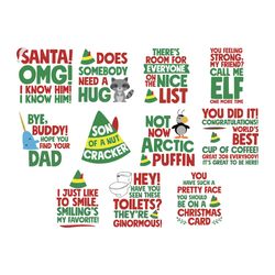 elf movie 11 funny quotes, buddy the elf editable svg png eps pdf for christmas cards, tshirts, holidays, hang tags