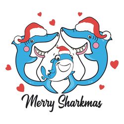 merry sharkmas svg, shark family christmas svg, shark santa hat svg, merry christmas svg, digital download