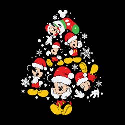 mickey mouse christmas tree svg, disney christmas svg, mickey santa svg, snowflakes svg, merry christmas svg