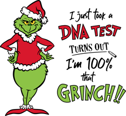 i just took a dna test turns out i'm 100 percent that grinch svg, grinch christmas svg, the grinch svg, digital download