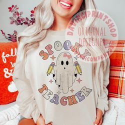 spooky teacher png, retro halloween png, halloween png, spooky vibes, teacher sublimation design, fall png, sublimation