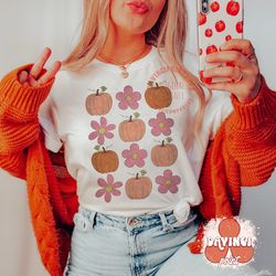 retro fall png svg, pumpkins & flowers sublimation, cozy season png, pumpkin png, distressed fall shirt design, fall png