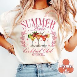 summer cocktail club png, summer aesthetic, trendy shirt design summer png, tee designs, retro summer png, beach png, su