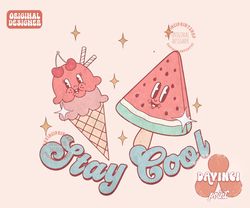 groovy stay cool sublimation png designs, summer tshirt design, retro summer png, kids summer png, sublimation designs,