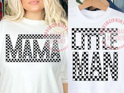 checkered mama and little man png, mama and mini png, mommy and me png, retro mama png, boy mama png, sublimation design