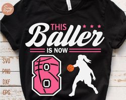 this baller is now 8 svg, birthday girls basketball svg, 8th birthday girl svg, basketball birthday svg, basketball part