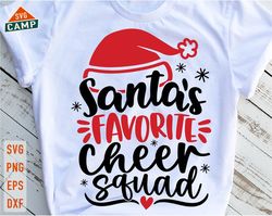 santas favorite cheer squad svg, christmas cheerleader svg, cheer squad svg, cheerleader holiday svg, cheerleader christ