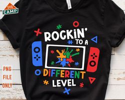 rockin to a different level gamer svg, video game autism awareness svg, autism awareness gaming svg, boys autism shirt,