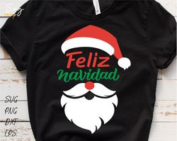 feliz navidad svg, spanish christmas svg, santa claus svg, merry christmas svg, santa beard svg, christmas shirt design