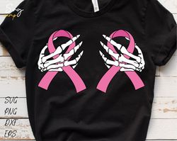 boob skeleton hand breast cancer ribbon svg, breast cancer svg, fight breast cancer svg, cancer awareness svg, breast ca