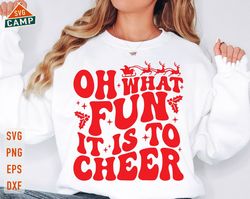 oh what fun it is to cheer svg, funny christmas cheerleader, christmas cheer svg, cheerleader christmas ornament, cheerl