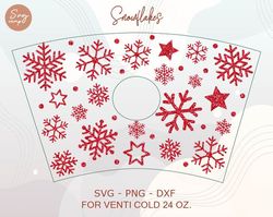 snowflakes cold cup svg, christmas cup svg, christmas wrap svg, christmas pattern decal full wrap venti cold cup 24 oz f