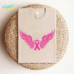cancer ribbon with- angel wings svg