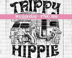 trippy hippie png, digital download, sublimation, sublimate, mushrooms, camper, hiking, retro, vintage, one color,