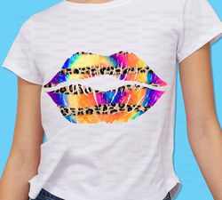 tie dye leopard lips png, sublimation png, lips png, cheetah, tie dye, neon, watercolor, hippie, good vibes, graphics, d