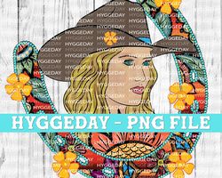 hand drawn cowgirl png, sublimate download, horseshoe, sublimation, boho, country, western, rodeo, ranch, aztec, turquoi