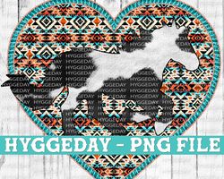 aztec heart with horse png, sublimate download, equestrian, cowgirl, country, western, turquoise, gemstone, love, cow hi