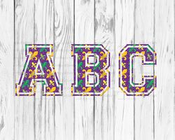 mardi gras sports letters, sublimate download, fleur de lis varsity letters, fleur-de-lis, animal print alphabet png, pn