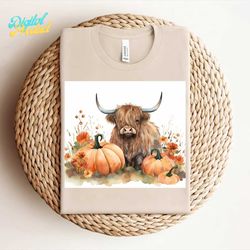 highland cow pumpkins tumbler wrap png