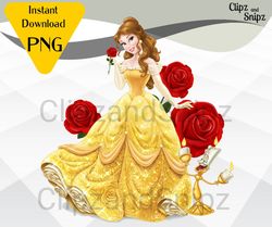 belle png clipart, beauty and the beast digital download, belle iron on, printable rose, beauty beast decor, belle subli