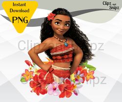 moana png clipart instant digital download for iron on or print island flowers princess moana