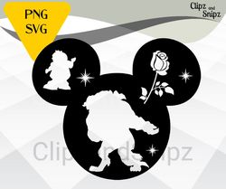 beauty and the beast svg and png clipart beast instant digital download mickey head iron on print cricut compatible