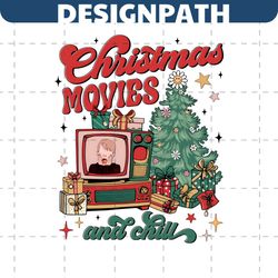 retro christmas movie and chill png