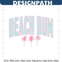 retro varsity summer beach bum sublimation, beach bum png, palm tree, beach coconut, vintage varsity beach bum