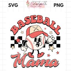 retro baseball mama hat checkered svg