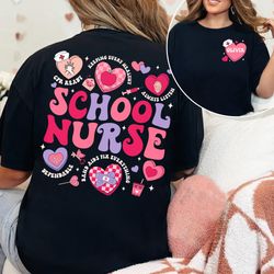 retro valentine school nurse shirt, nurse appreciation gift, valentine gift for nurse, gift for her