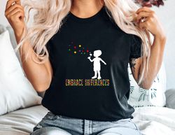 Autism Awareness T-Shirt, Embrace Differences Shirt, Different Not Less Tee, Puzzle Piece and Chickens