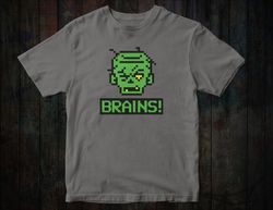 retro zombie tshirt, 8 bit graphics, funny halloween tee