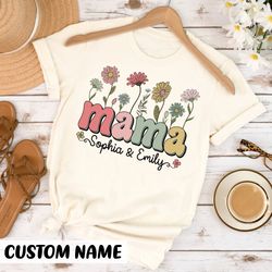 custom mama shirt with kids names, personalized mom shirt, m