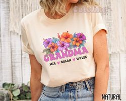 custom grandma shirt, personalized grandma shirt, gift for g
