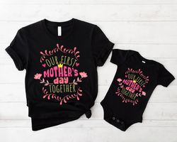 our first mothers day shirts, mommy and baby outfit, matching mom and baby shirts, mothers day gift, mommy and me set, 1