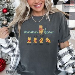 faux embroidery mama bear shirt, custom mama with kids name comfort co