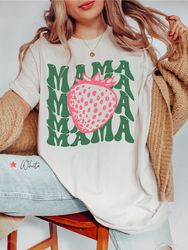 mama strawberry shirt, mom strawberry t shirt, mothers day gift, strawberry shirt for mom, pink strawberry mama shirt