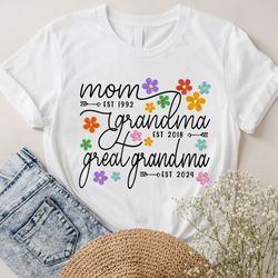 Custom Great Grandma Shirt, Mom Grandma Great Grandma Tee, Grandma Floral