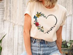 personalized mimi heart shirt for mothers day gifts, grandma mimi floral t-shirt, mothers day gift for grandma